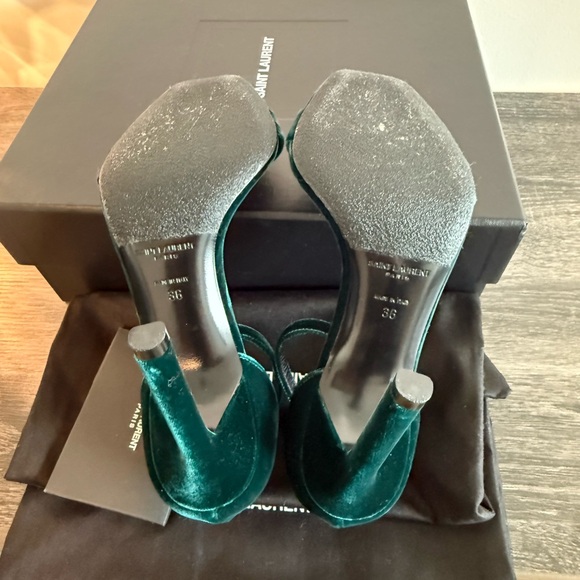 Saint Laurent Women's Velvet Heels - Dark Green size 36 - Picture 4 of 6